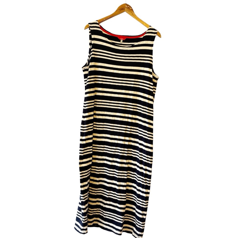 Joules Riva Blue and White Nautical Sleeveless Cotton Mini Dress Size 18
